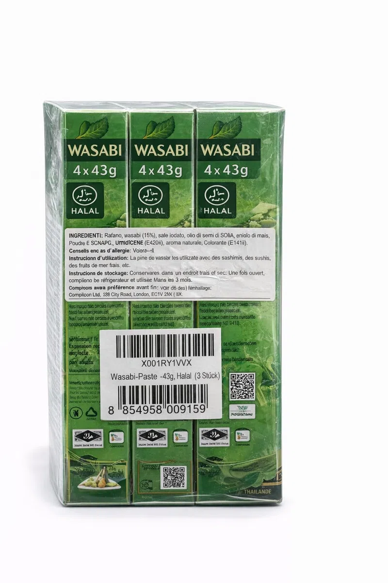 Wasabi-O Wasabi Paste 43g Genuine Japanese Wasabi Sauce Fresh Japanese Wasabi Paste Dipping with Sushi, Salmon, Sashimi, Seafood - Vegan, Vegetarian, Halal (Pack of 3)