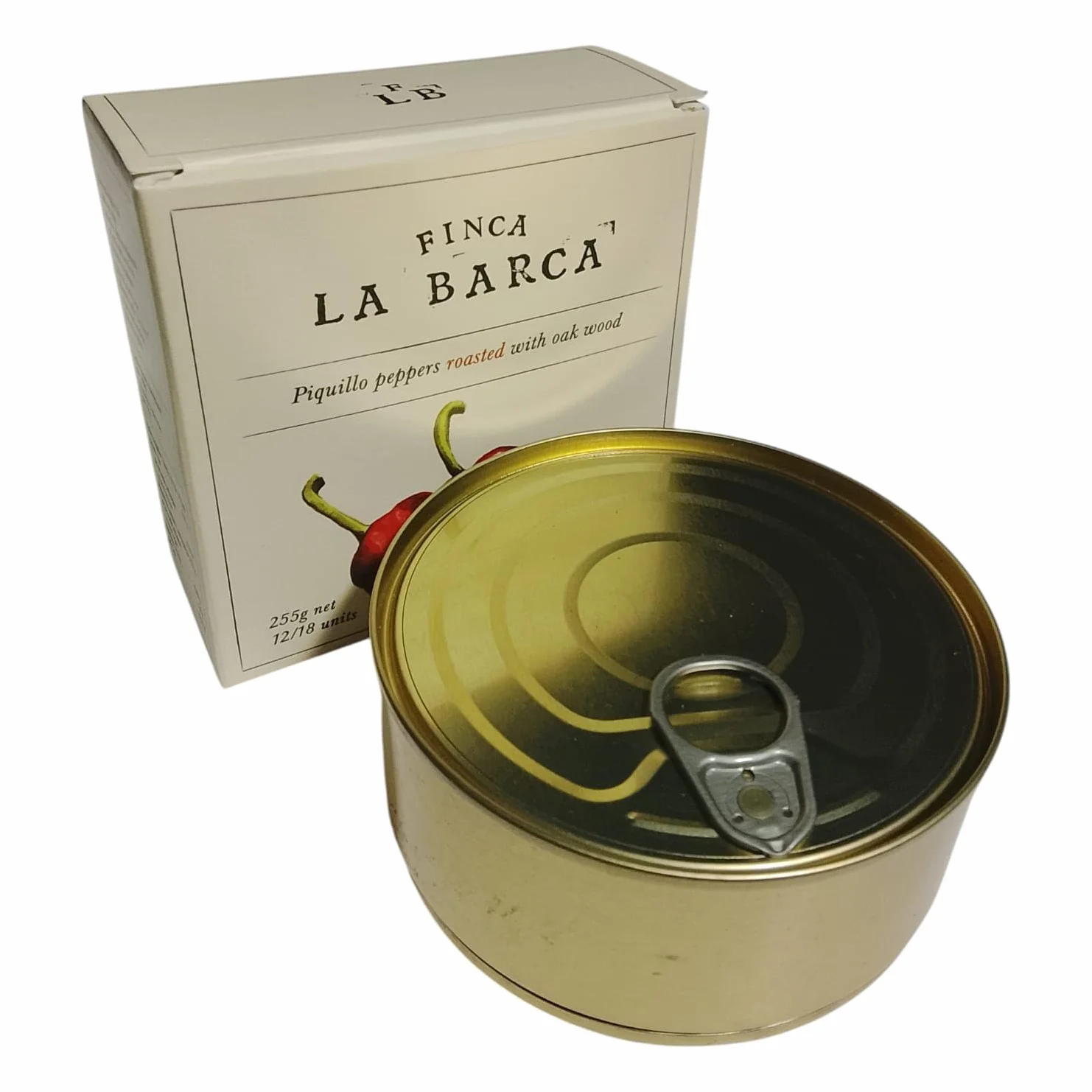 Finca La Barca Pimientos del Piquillo Asados a la Leña – Pelados a Mano – Tiernos y Enteros 12/18 – Sabor Ahumado Tradicional – Producto Gourmet 255 g