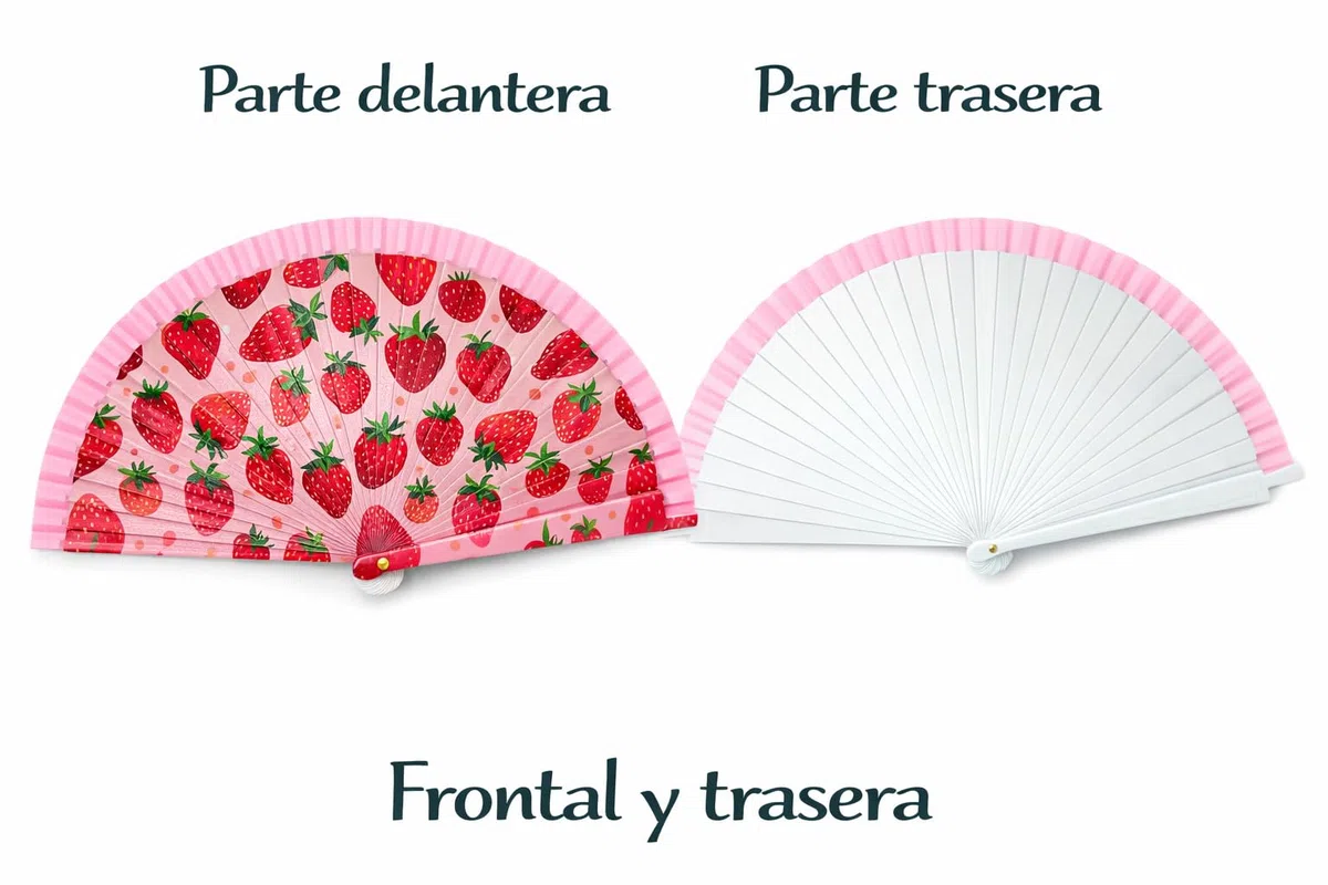Abanico de Mano Plegable con Diseño de Frutas – Sandía, Aguacate, Fresas, Limones, Piña y Naranjas | Ligero, Compacto 23 cm, Ideal para Verano, Playa, Eventos y Regalo