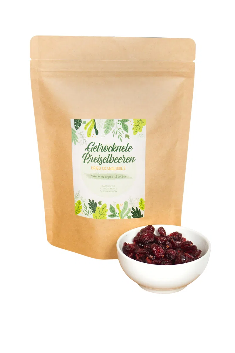 Arándanos secos enteros 500g, Calidad 1A, Dulzura natural, Ideales como snack, en cereales, yogur o para repostería