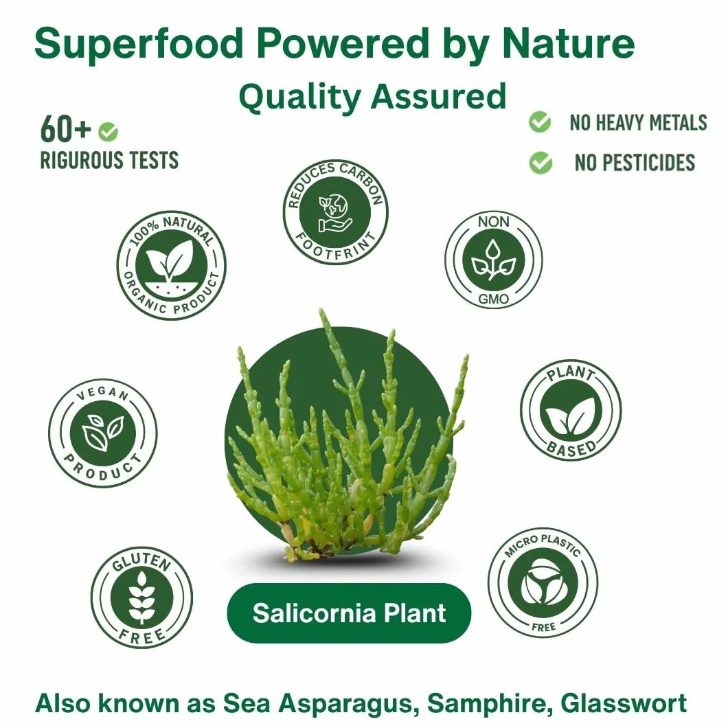 Sal Verde Saltwise: 50% Menos De Sodio, Sustituto De Sal Vegetal, 100% Salicornia Deshidratada, Umami Natural, Sin Aditivos (200 Gram)