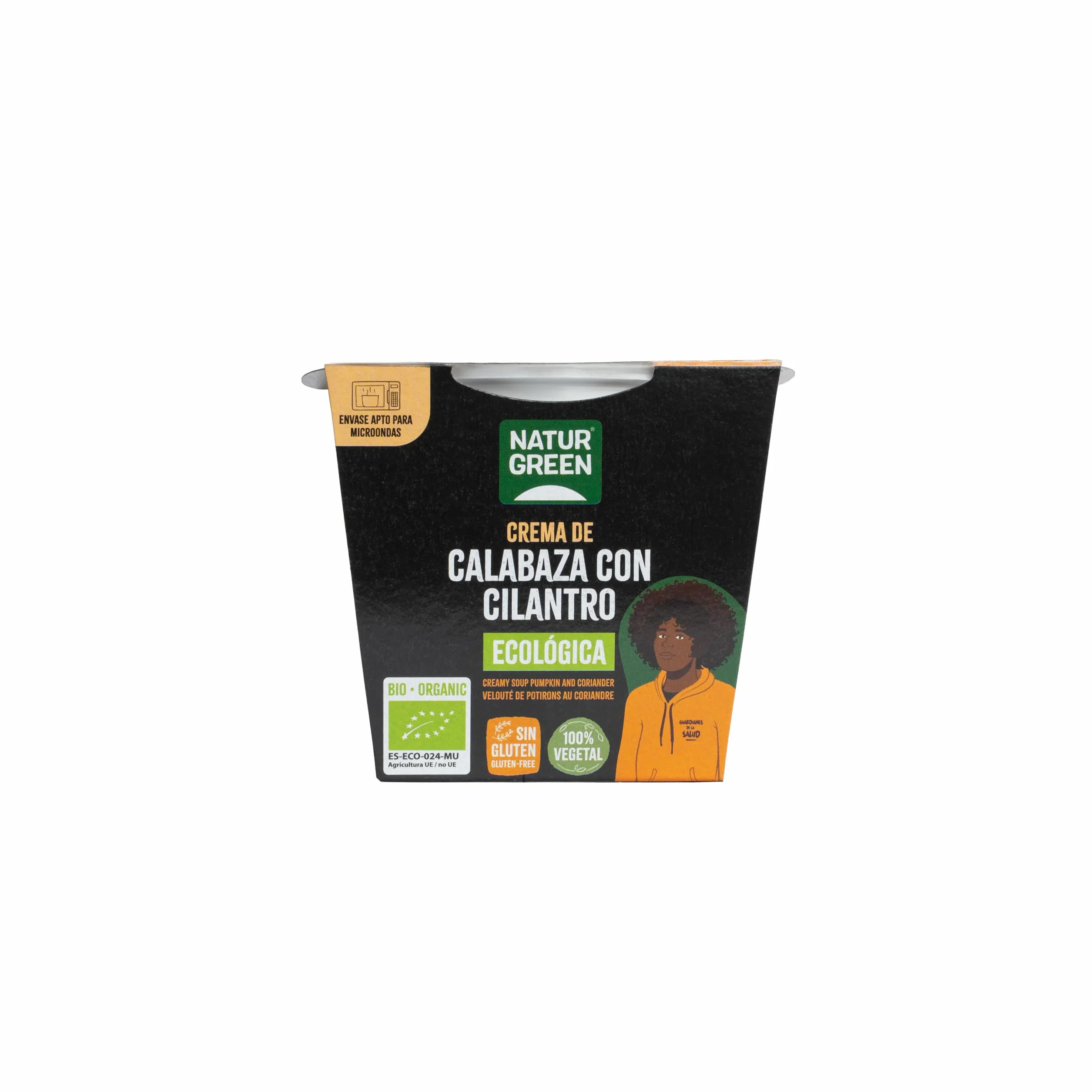 NaturGreen - Crema de Calabaza y Cilantro Bio, Pack 6 x 310 g, Lista para Tomar, Vegana, Sin Gluten, Sin Lactosa, Bajo en Grasas Saturadas, Aceite de Oliva Virgen Extra, Receta Natural y Ecológica