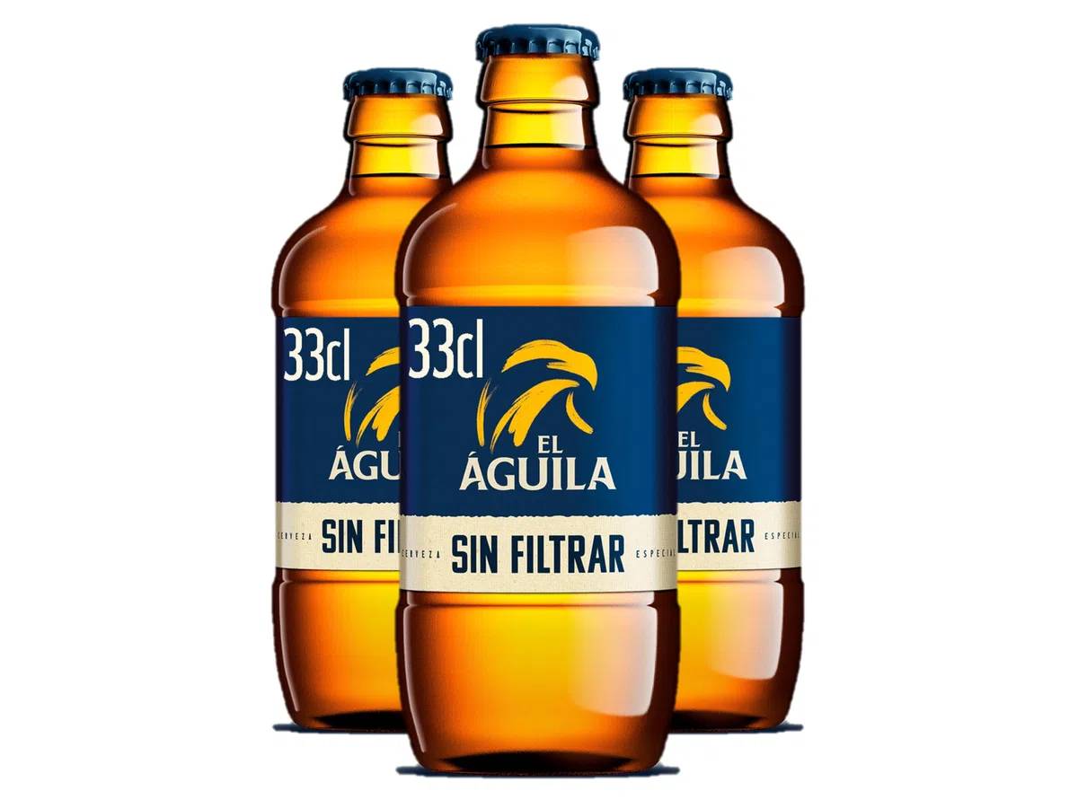 El Aguila Sin Filtrar Cerveza Lager Especial Caja 4 Pack Botella, 6 x 33cl