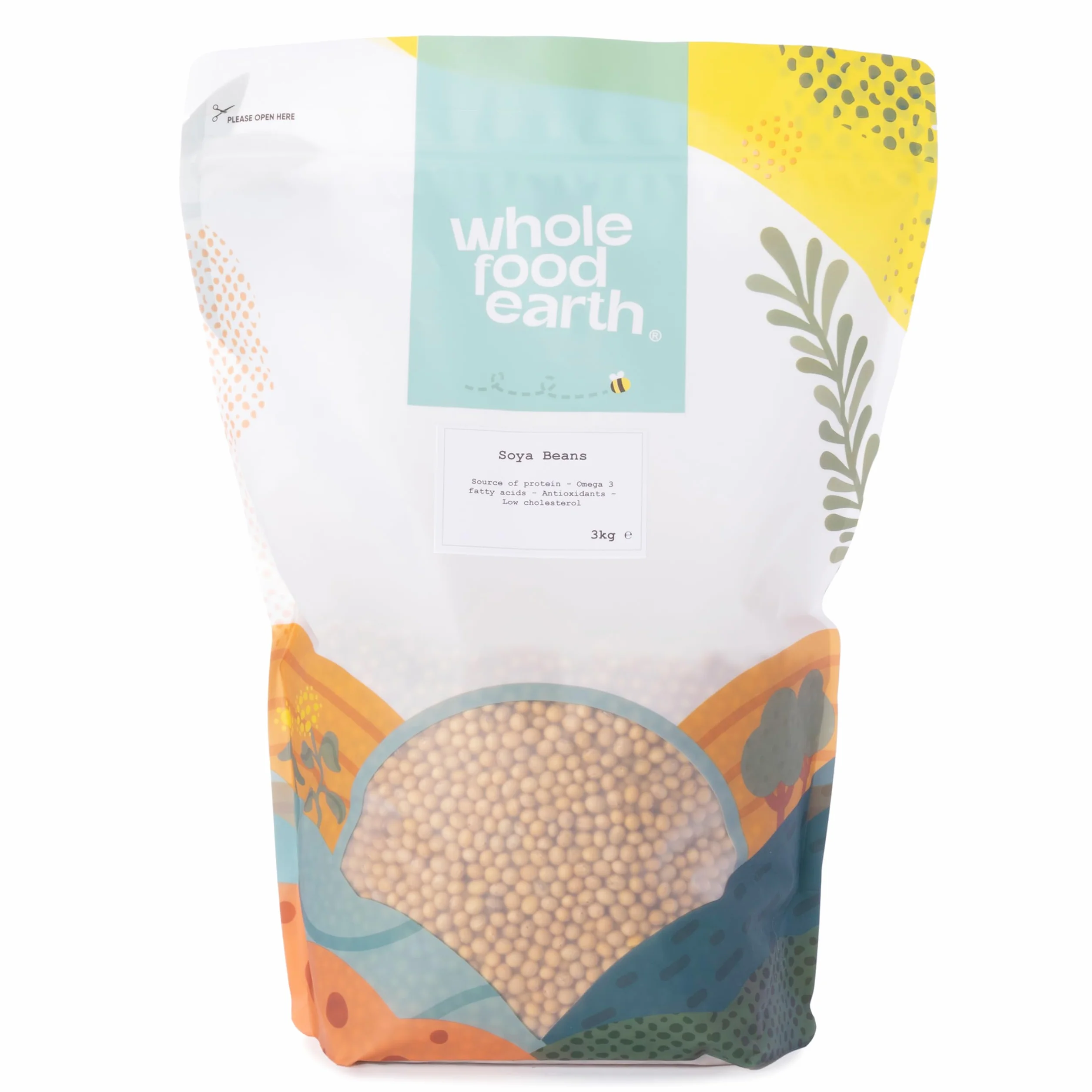 Wholefood Earth Frijoles de soja 3 kg | Sin OGM | Natural | Alto contenido de fibra | Alto en proteínas