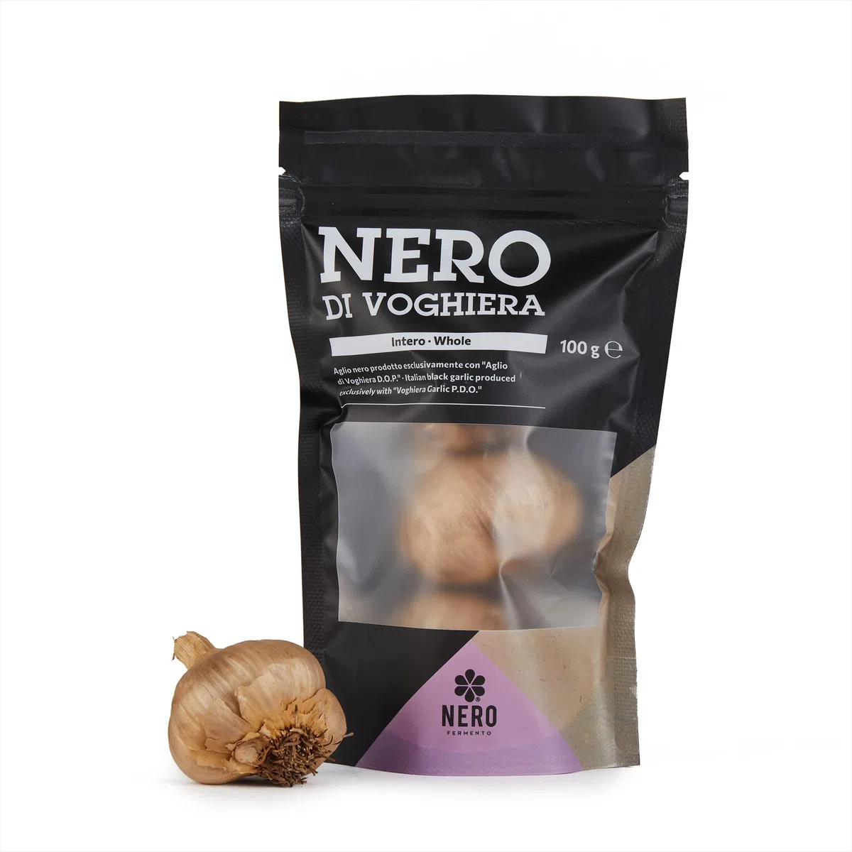 NERO FERMENTO NV Ajo Negro Elaborado con Ajo de Voghiera D.O.P. 100 g (3-4 bulbos) Made in Italy, Sin Conservantes, Ideal para usar Crudo en Ensaladas, Pastas frías y para dar Sabor a Cualquier Plato