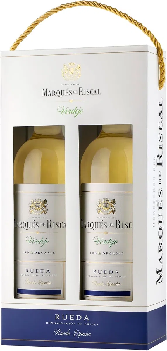 Marqués de Riscal Verdejo 100% Organic - Vino blanco Denominación de Origen Rueda, Variedad Verdejo - Estuche de 2 botellas de 750 ml