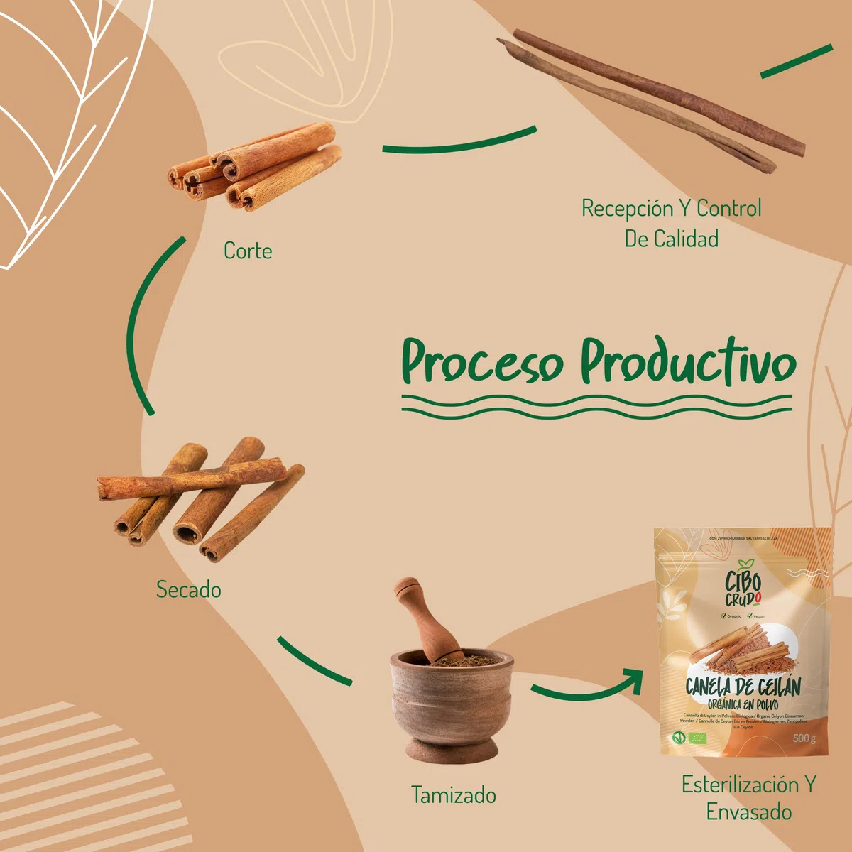 Canela de Ceylan en Polvo Ecologica - 500g. Canela Ceylan en Polvo Vegana 100% Natural y Pura de Calidad sin Aditivos ni Conservantes.