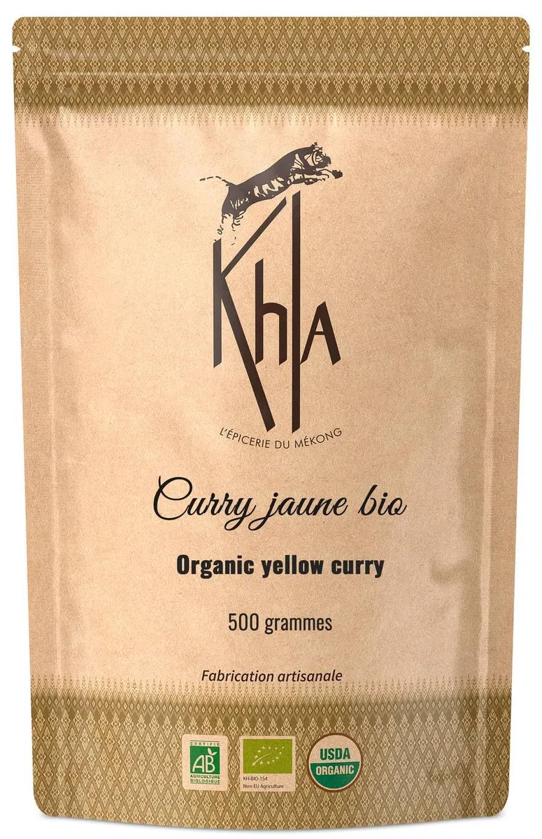 KHLA - Polvo de curry amarillo (base de cúrcuma) - Agricultura orgánica y comercio justo - Bolsa 500g