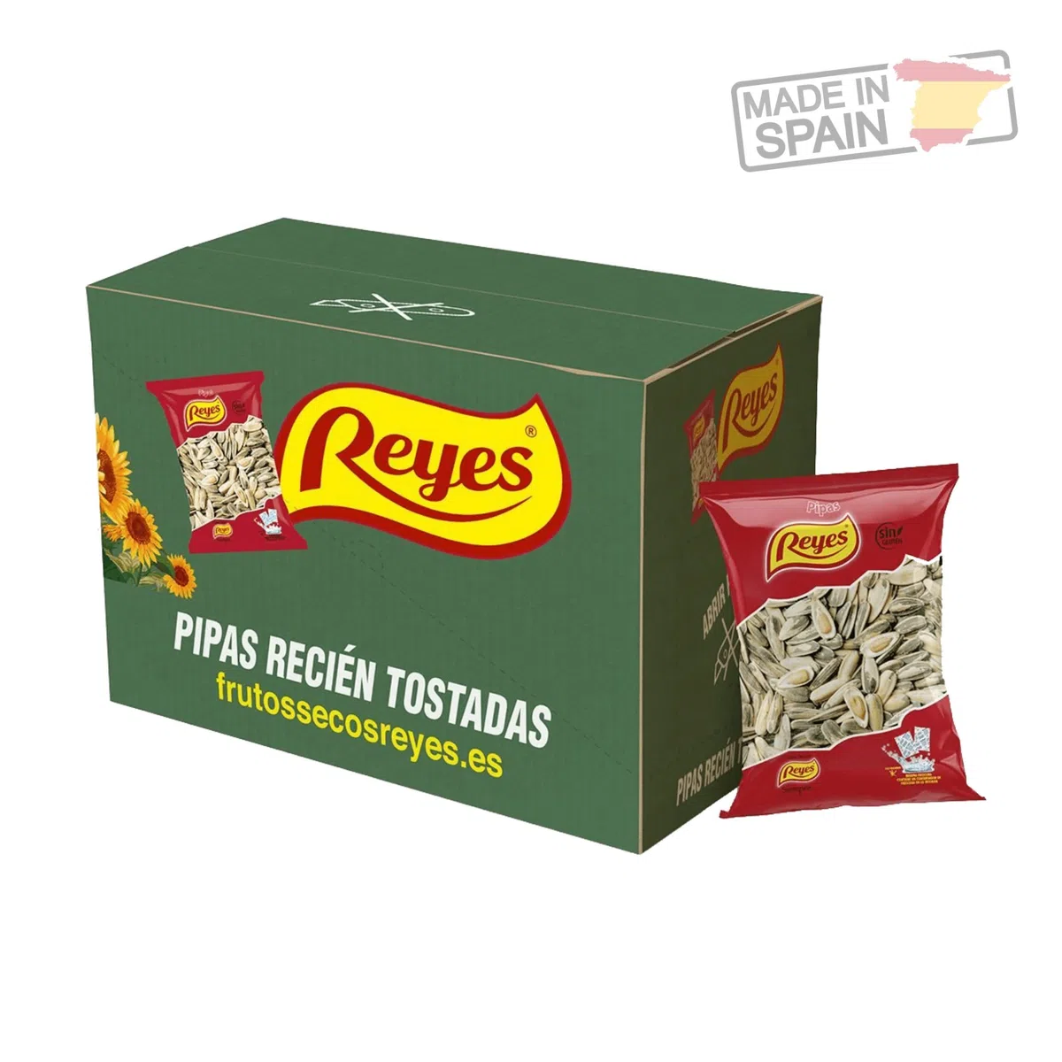FRUTOS SECOS REYES Pipas de Girasol Aguasal Tostadas 130 Gr x Caja 8 Unidades