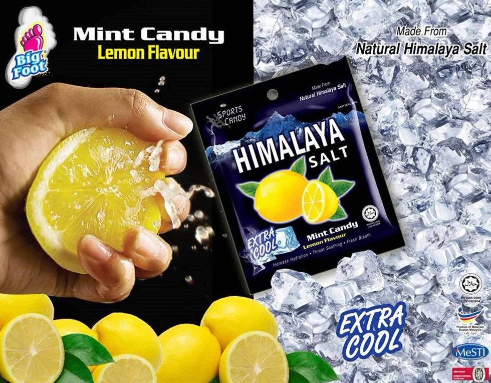 Himalaya Salt Candy Mint Lemon Flavour Extra Cool Sport Candy Gula Halal 15g (0.53oz) x 12 Packs (per box)