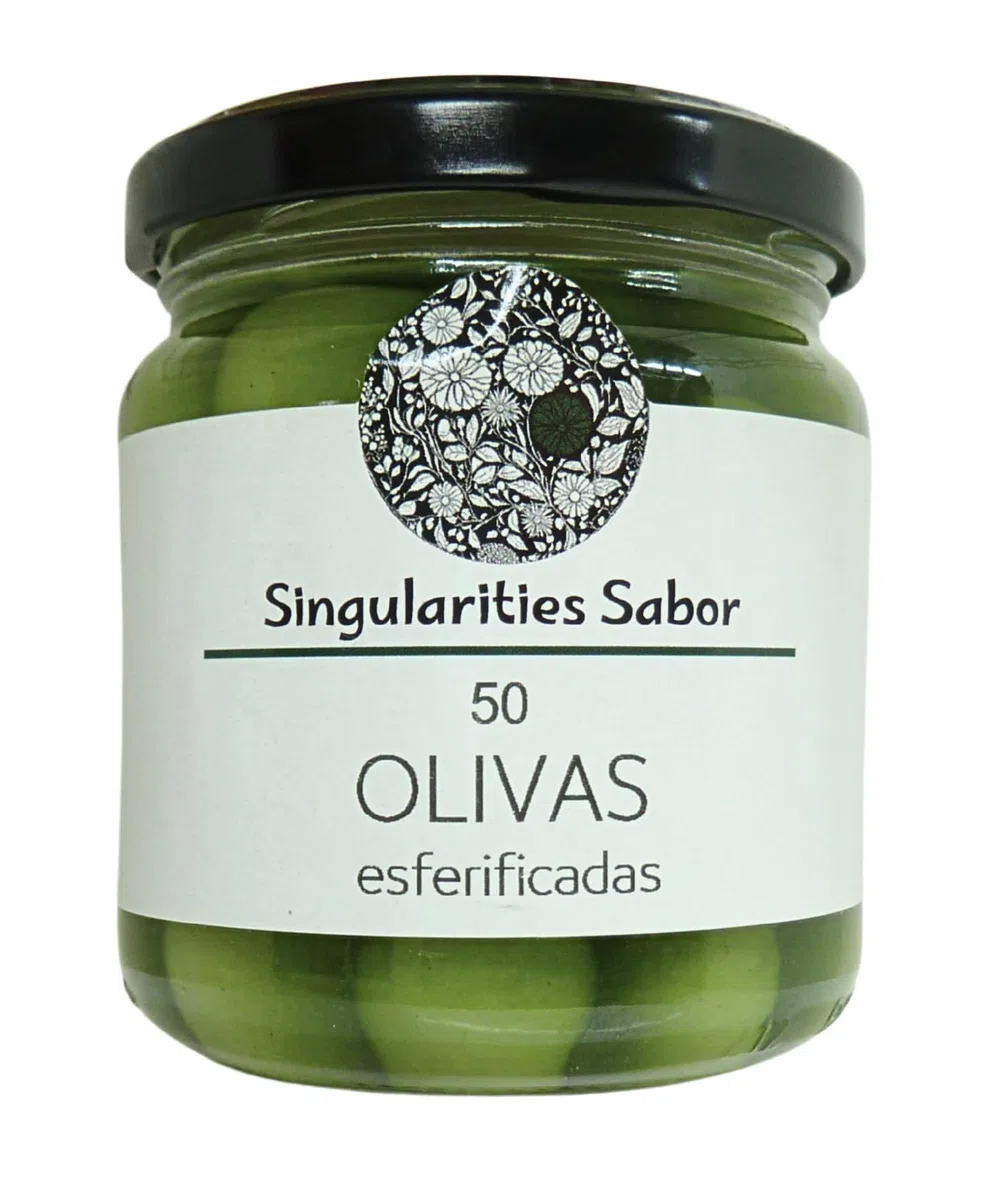 Singularities sabores - 50 Esferificaciones de Oliva o Aceituna Verde - Esferas de Aceituna Triturada, Perlas Gourmet para Aliño o Decoración - 180 g