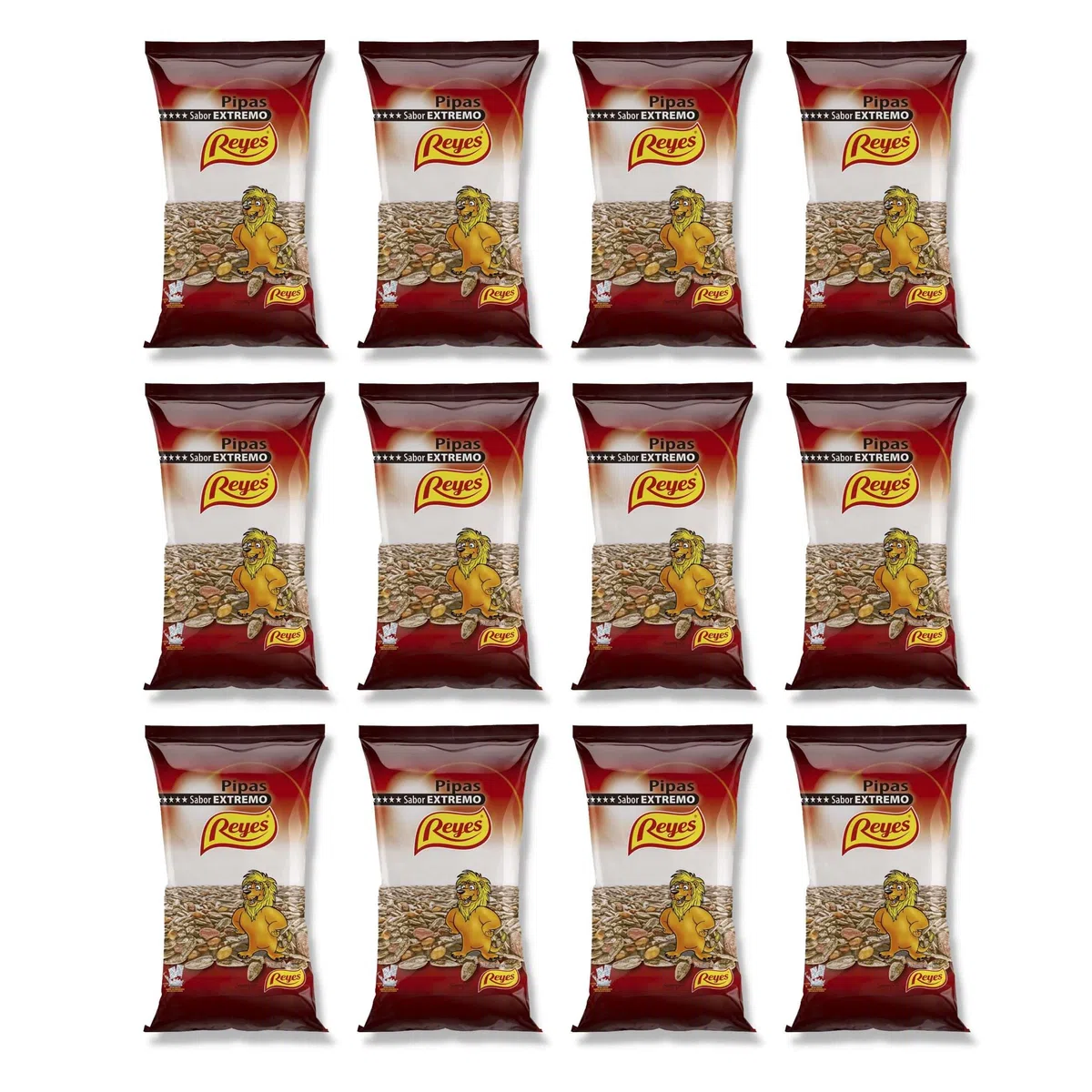 FRUTOS SECOS REYES Pipas de Girasol Naturales con Sal León 80 Gr x Caja 12 Unidades