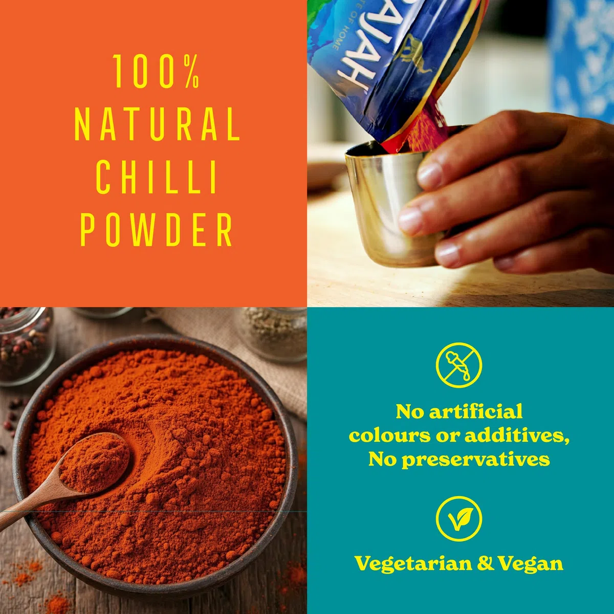 Rajah Spices Chilli Powder | Lal Mirch Powder | Mirch Powder | Chilli | Polvo de chile rojo | Polvo de chile caliente | (1kg)