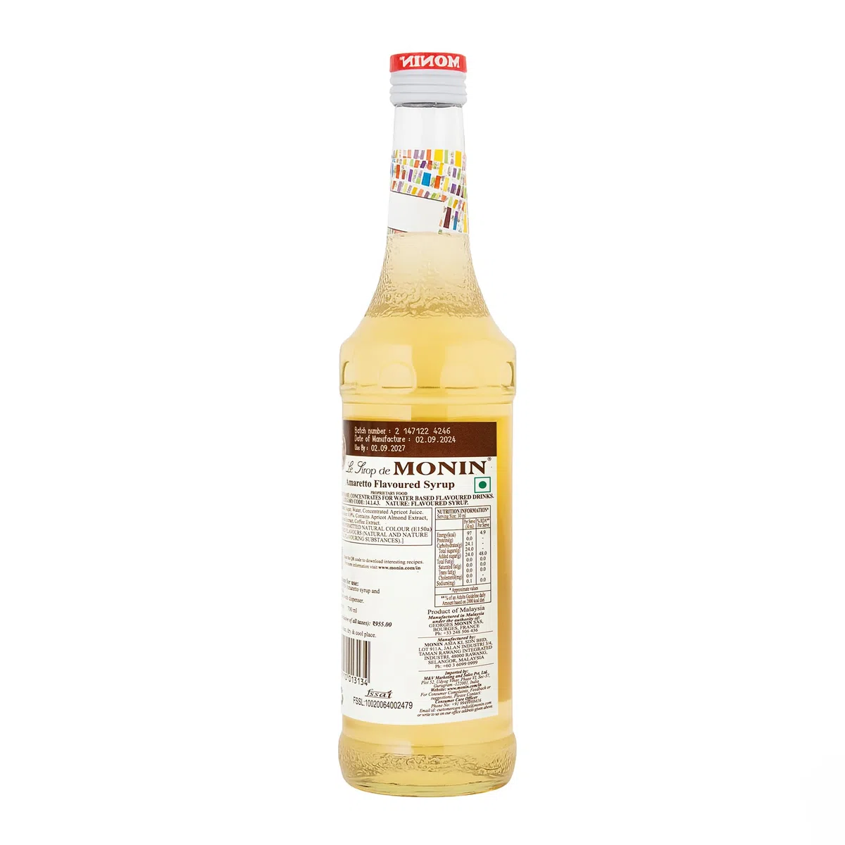 Monin Sirope Amaretto - Paquete de 3 x 700 ml - Total: 2100 ml