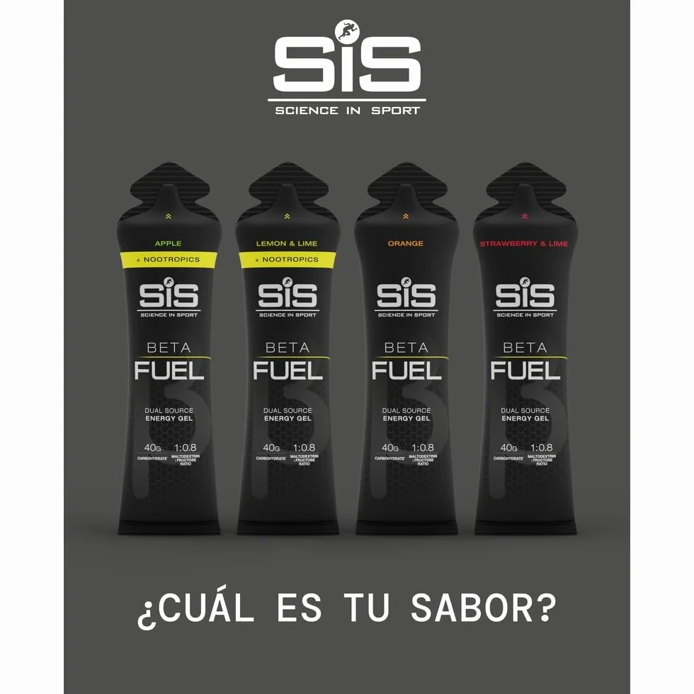 Science in Sport BETA Fuel Dual Source Gel 6x60ml Naranja - Gel energético rico en carbohidratos con 40g de hidratos de carbono - Energy gel de fácil digestión para un rendimiento óptimo