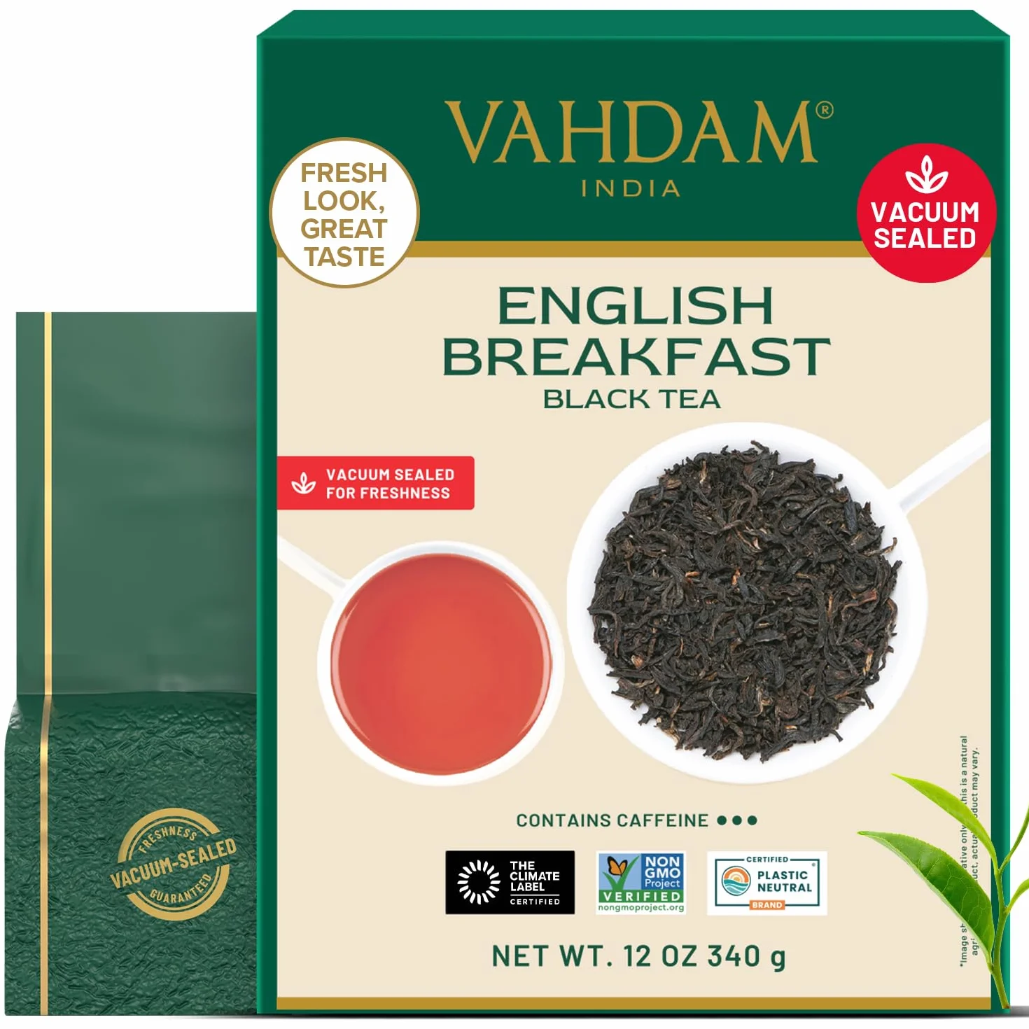 VAHDAM Té Negro Hojas Originales De Desayuno Inglés 340g 170 Tazas