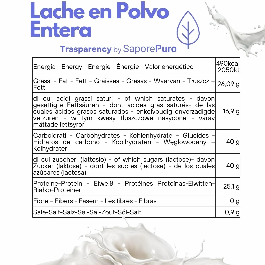 Saporepuro Leche en polvo entera 1 kg 26% grasa