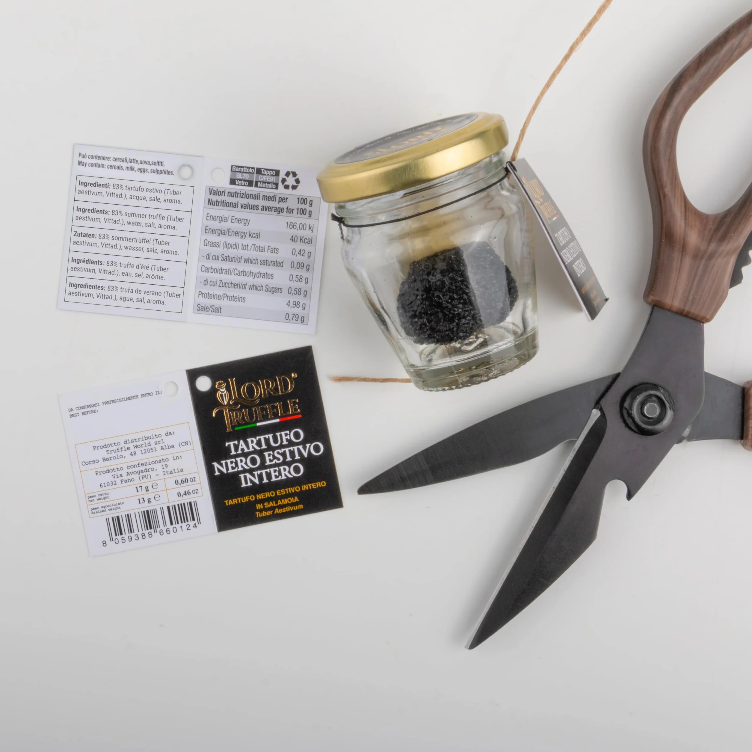 Lord Truffle | Trufa Negra Italiana de Verano en Salmuera 17g, Olor a Maleza, Trufa Negra Fresca Gourmet 1ª elección, 100% Italiano
