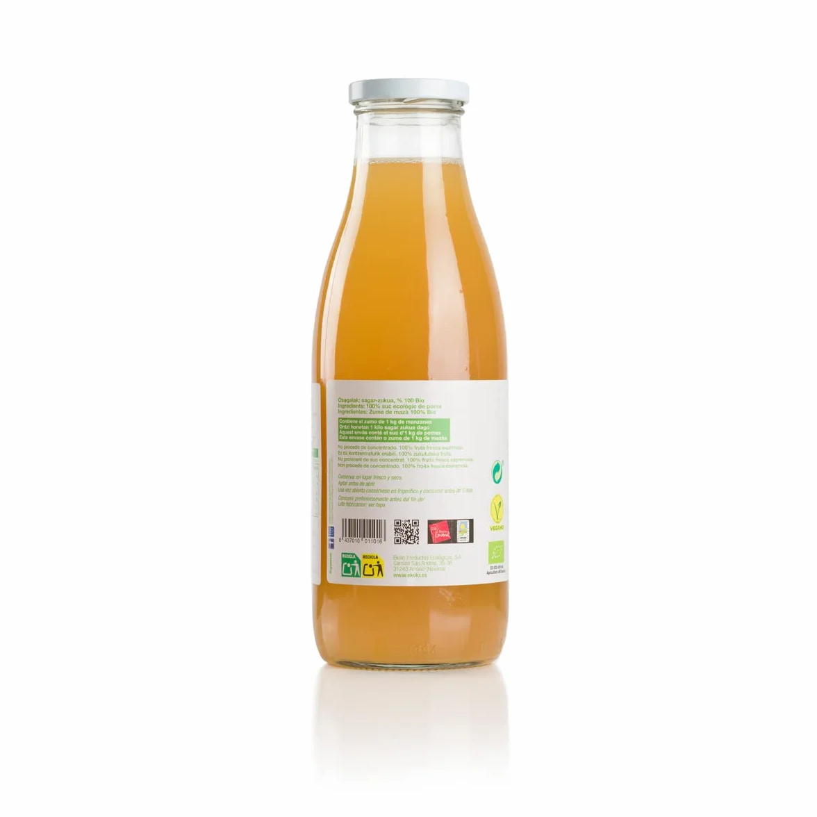 ÉKOLO Zumo de Manzana Ecológico, 100% Exprimido, 6 Botellas x 750 ml, 4500 ml