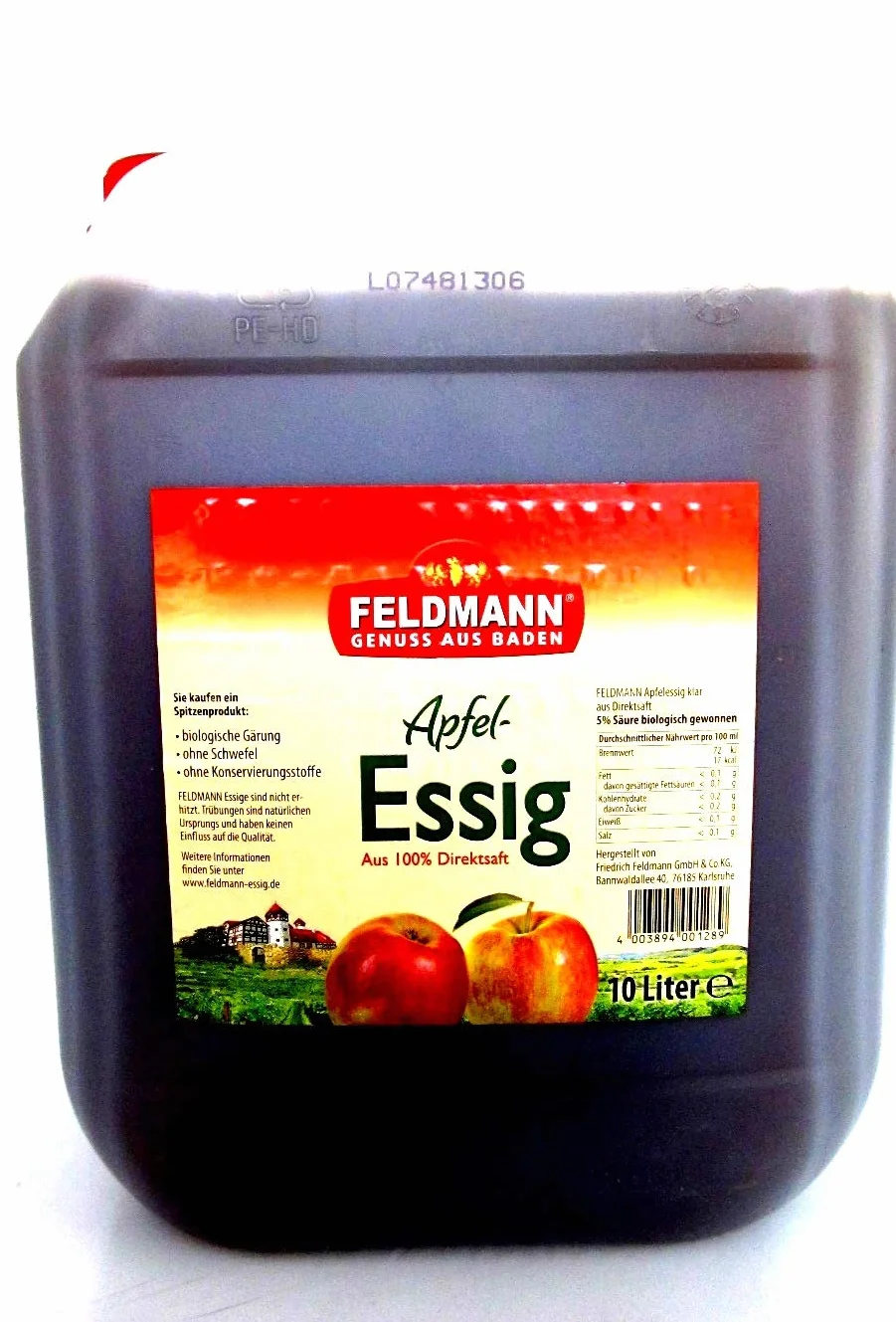 Feldmann vinagre de sidra de 10 L bote