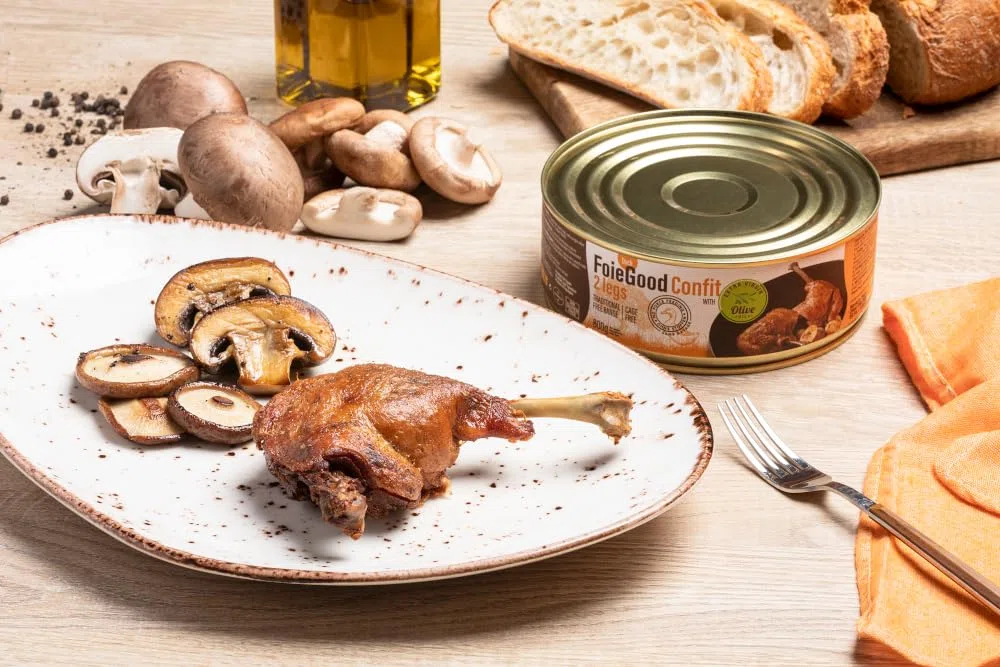 FoieGood - 2 Muslos de Pato Confitados - Ideal para Aperitivos - Sin Cebo Tradicional - 800gr