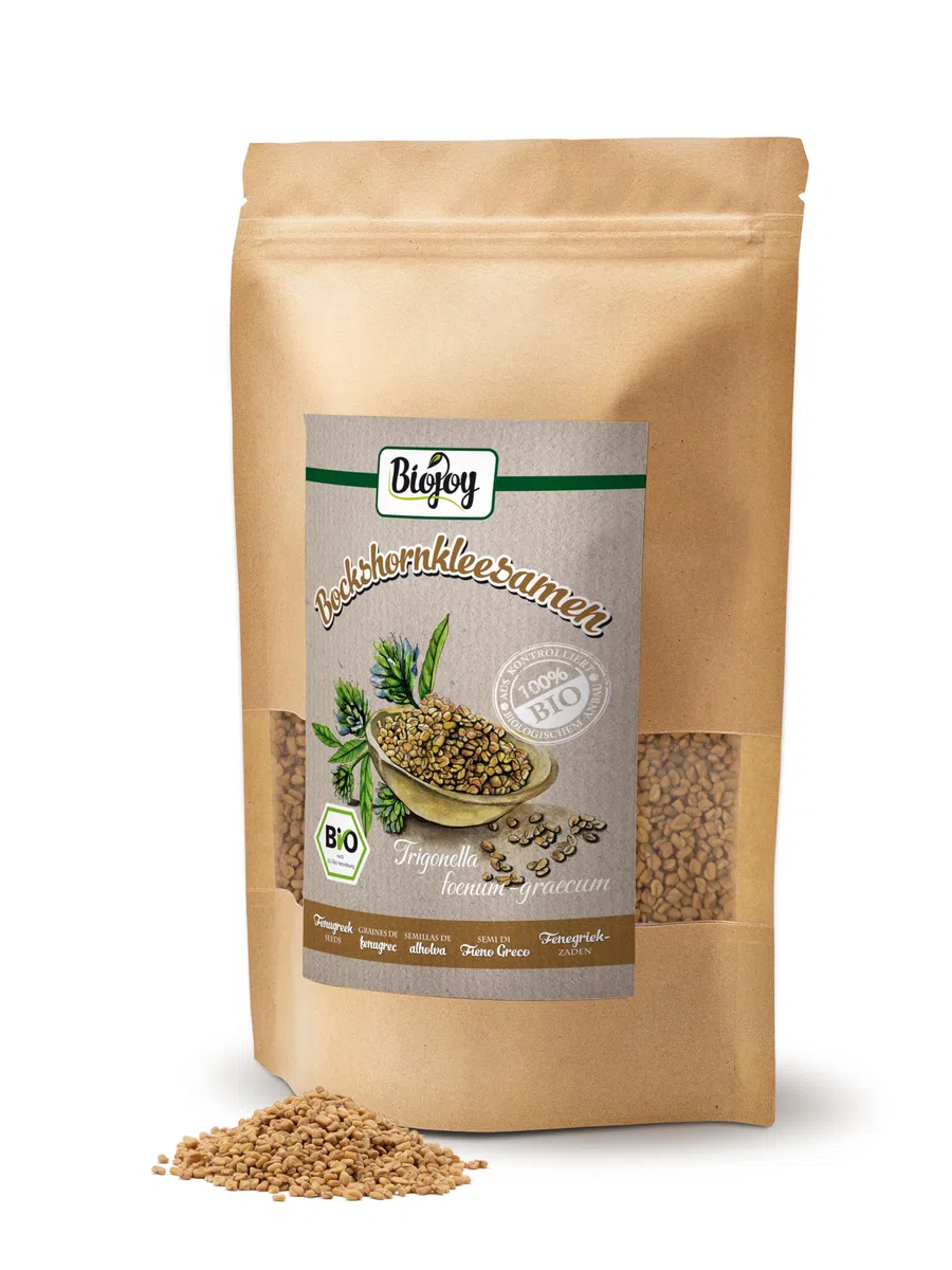 Biojoy Semillas de Fenogreco Orgánico (1 kg), secas y enteras, para Té de fenogreco
