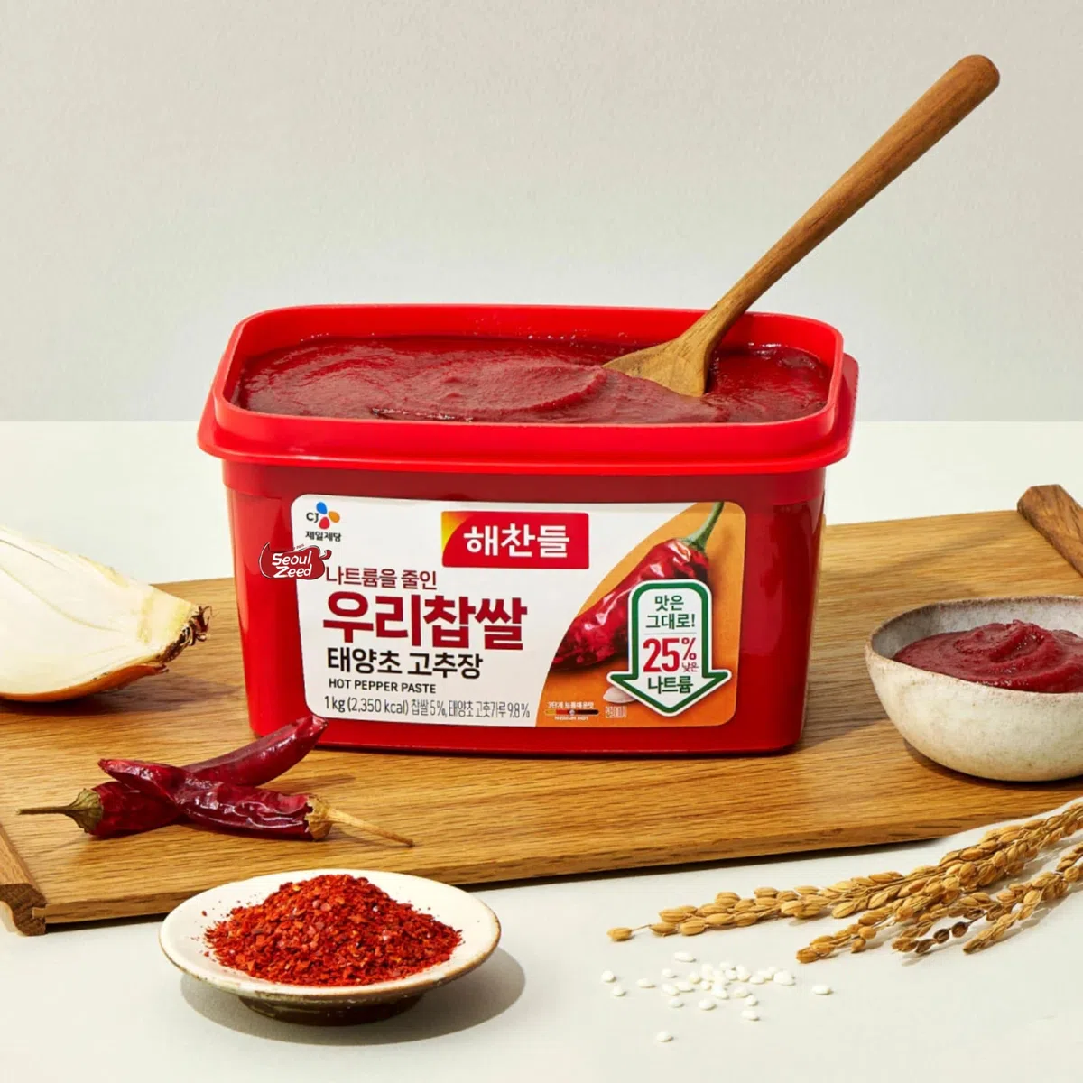 CJ Haechandle Gochujang 2 x 1 kg – Pack Doble de Pasta de Chile Coreana Fermentada ★ Picante Medio ★ Umami Dulce-Tradicional para Bibimbap, Tteokbokki, Marinados y Salsas | Marca Nº 1 en Corea