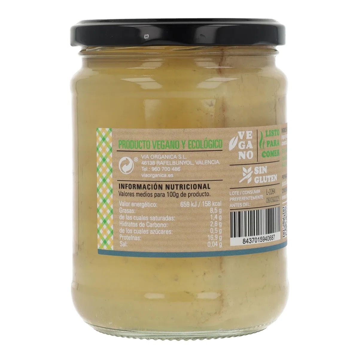 Tofu Ahumado en bote de vidrio bio 425g Carlota Organic