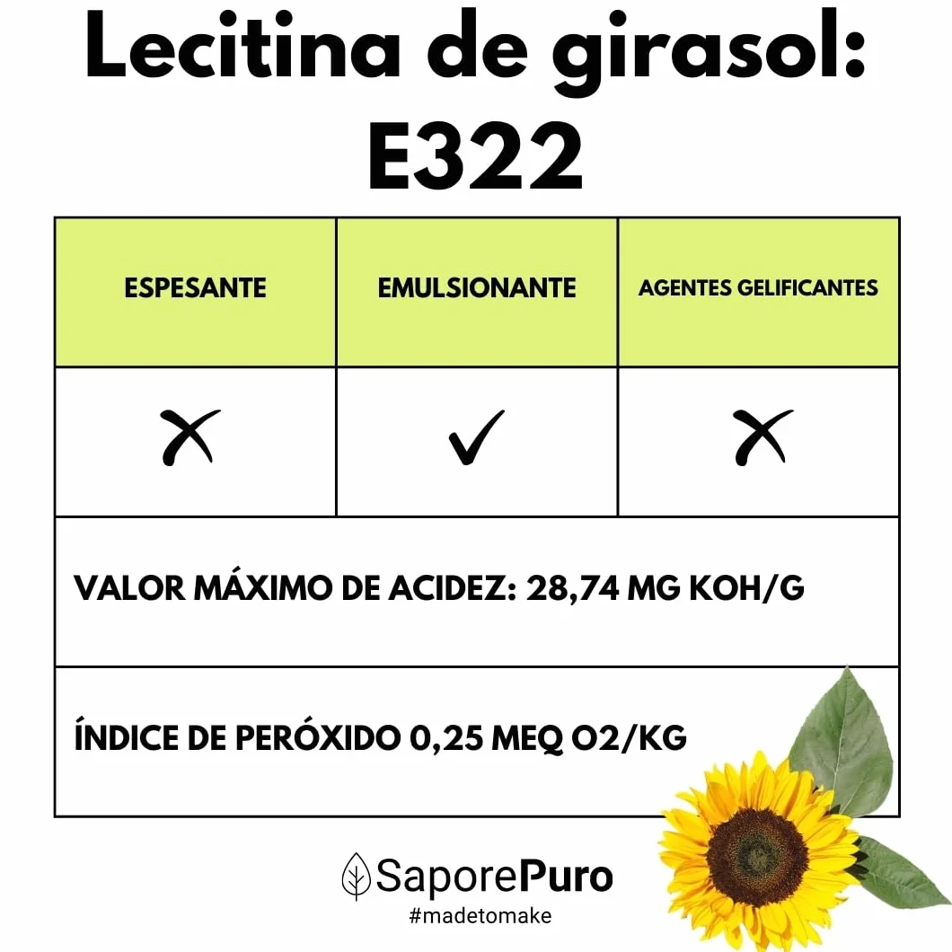 SaporePuro Lecitina de Girasol en Polvo 500 g – Emulsionante Natural Sin Gluten