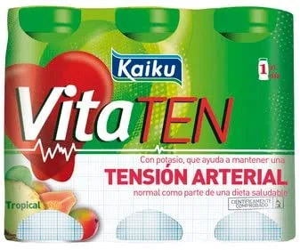 YOGUR LÍQUIDO DE SABOR TROPICAL, AYUDA A CONTROLAR LA TENSIÓN KAIKU VITATEN PACK 6 X 1, 70 GR. C/U