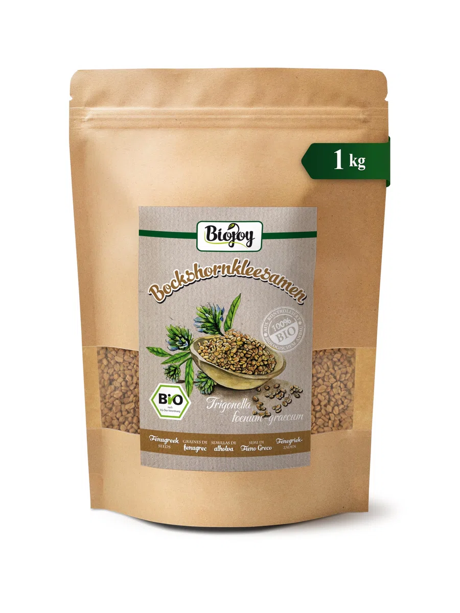 Biojoy Semillas de Fenogreco Orgánico (1 kg), secas y enteras, para Té de fenogreco