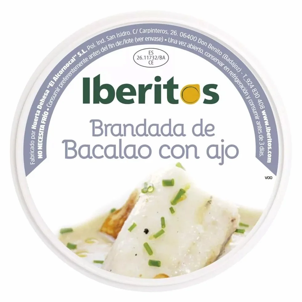 Brandada de Bacalao con Ajo Iberitos 250g – Crema Gourmet Lista para Consumir Untable Suave y Cremosa | Ideal para Aperitivos, Tostas y Recetas (PACK 2)