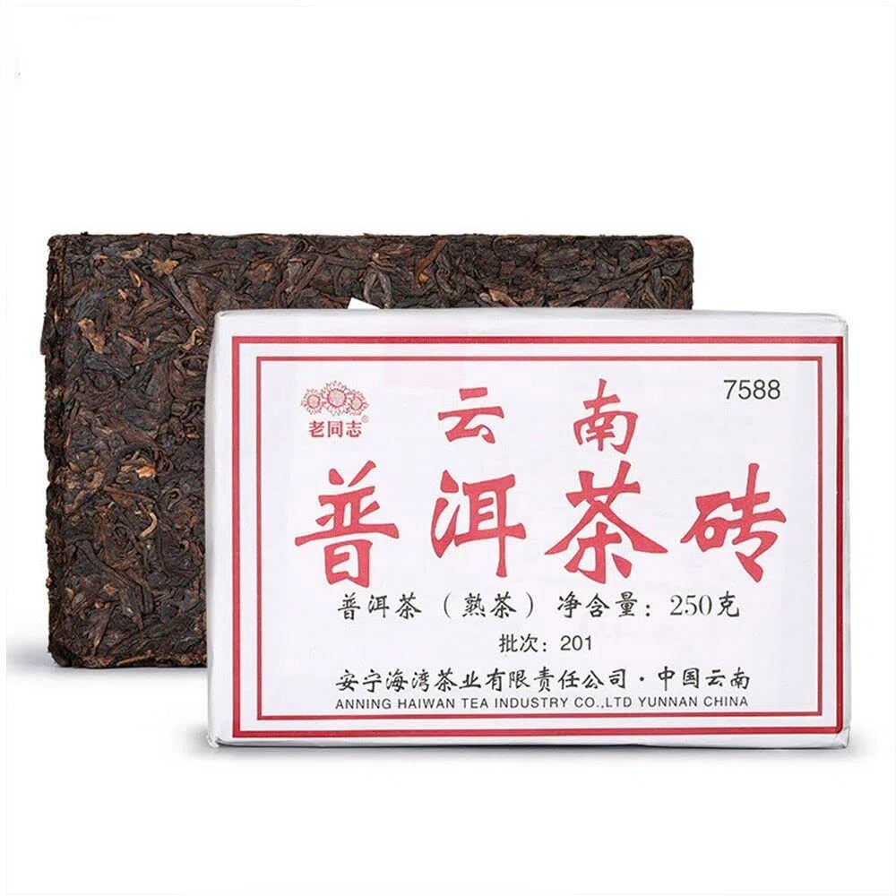 Té chino premium Haiwan Shu Puer 7588 Yunnan Té maduro Purerh 250g Cuidado de la salud