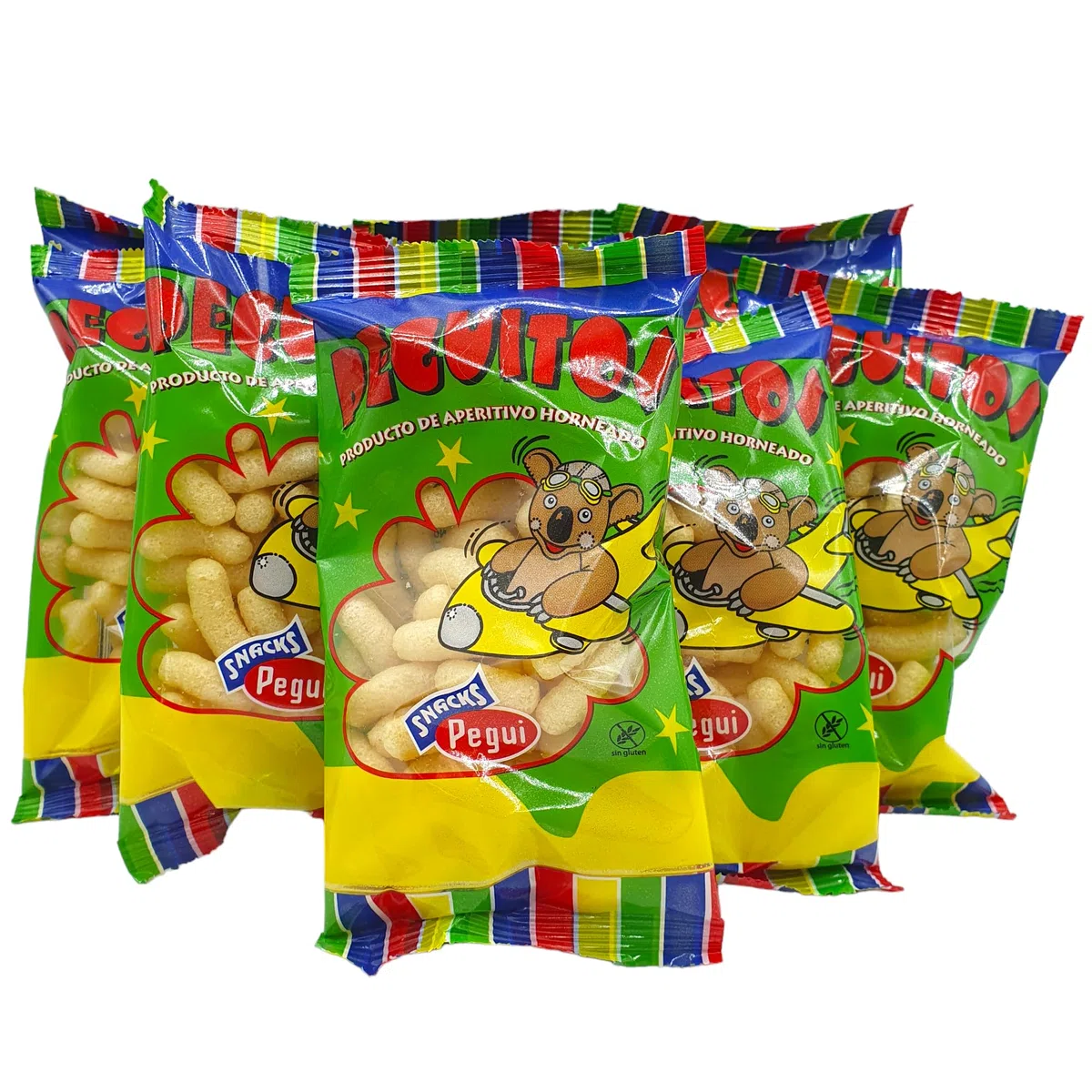 Peguitos - Gusanitos - Aperitivo de Maíz Horneado - 100 Bolsas de 7 gr. - Gusanitos Peguitos - Sin Gluten