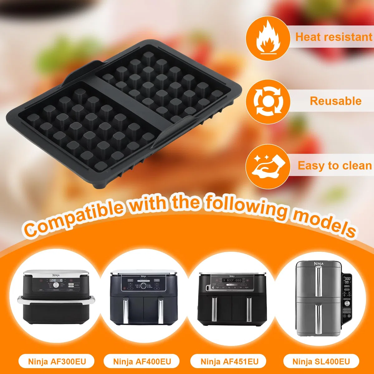 2 Moldes de Silicona para gofre gofres belgas accesorios molde para gofres Compatibles con AF400EU AF451EU SL400EU Freidoras de Aire Diseño Apilable Ideal para Hacer Deliciosos Gofres