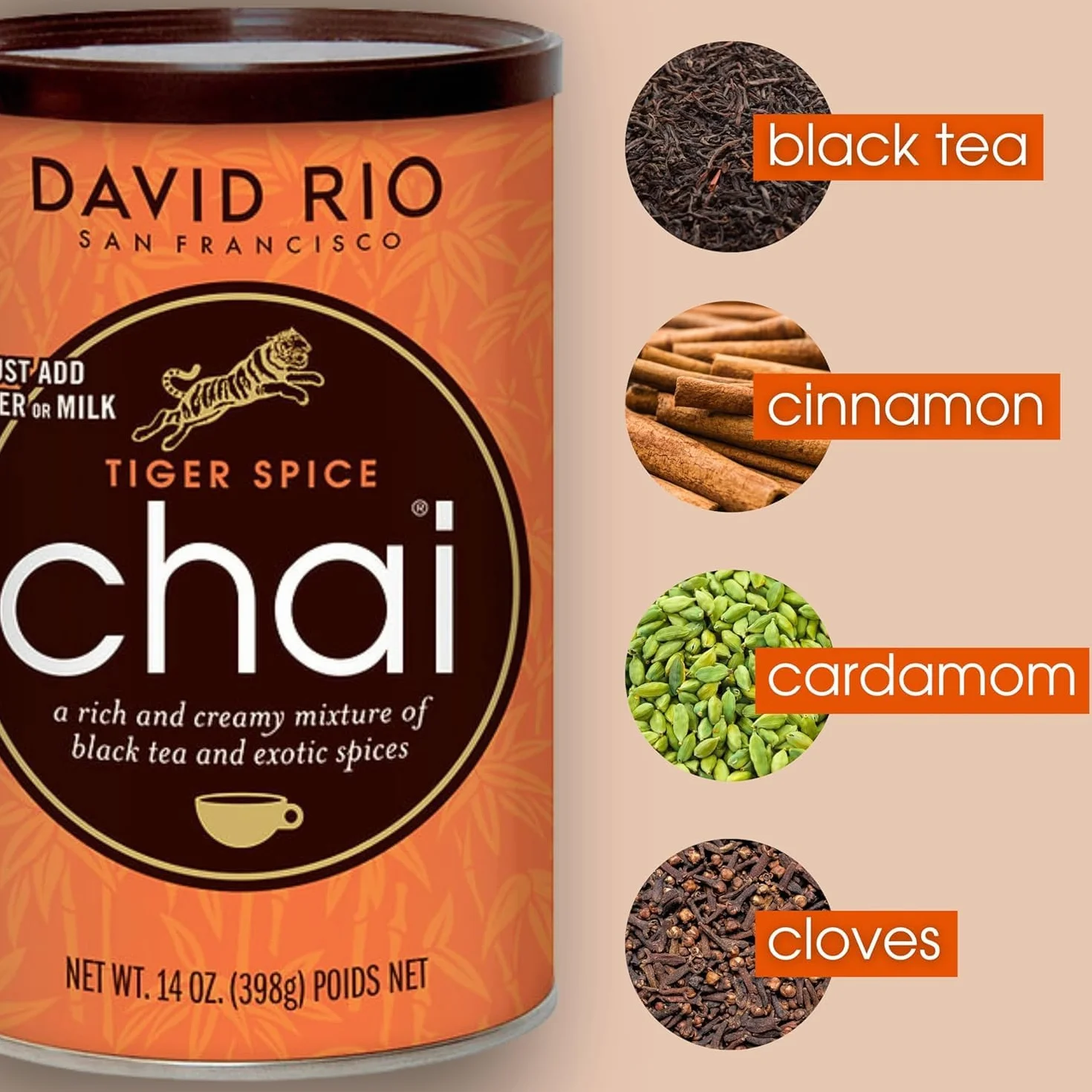 David Rio Chai Mix, Tiger Spice, 14 Ounce