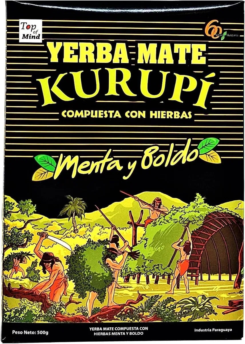 Pack 2 Yerba Mate Kurupí Menta y Boldo 500 g | Total 1 kg | Sabor Refrescante y Digestivo | Yerba Mate Aromatizada Paraguaya | Ideal para Mate y Tereré