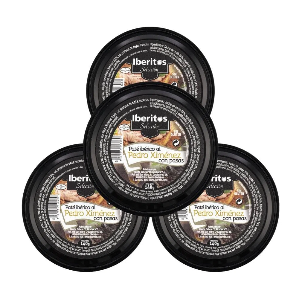 Paté ibérico con pasas al Pedro Ximénez Iberitos 140 g pack de 4