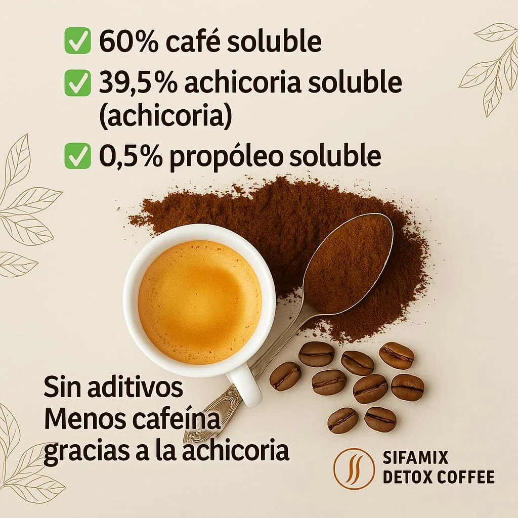 Café Detox con Achicoria y Propóleo - Café Dietético | Natural Premium | Apoya la Pérdida de Peso | Saludable y 100% Natural | Aumenta la Energía | Promueve la Digestión y la Desintoxicación