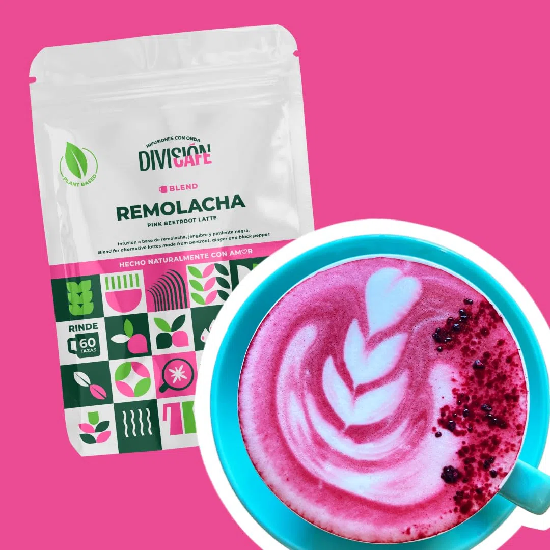 División Cafe Blend de Remolacha con Jengibre y Pimienta Negra, Mezcla Natural en Polvo para Lattes y otras recetas, Rico en Antioxidantes, 200g