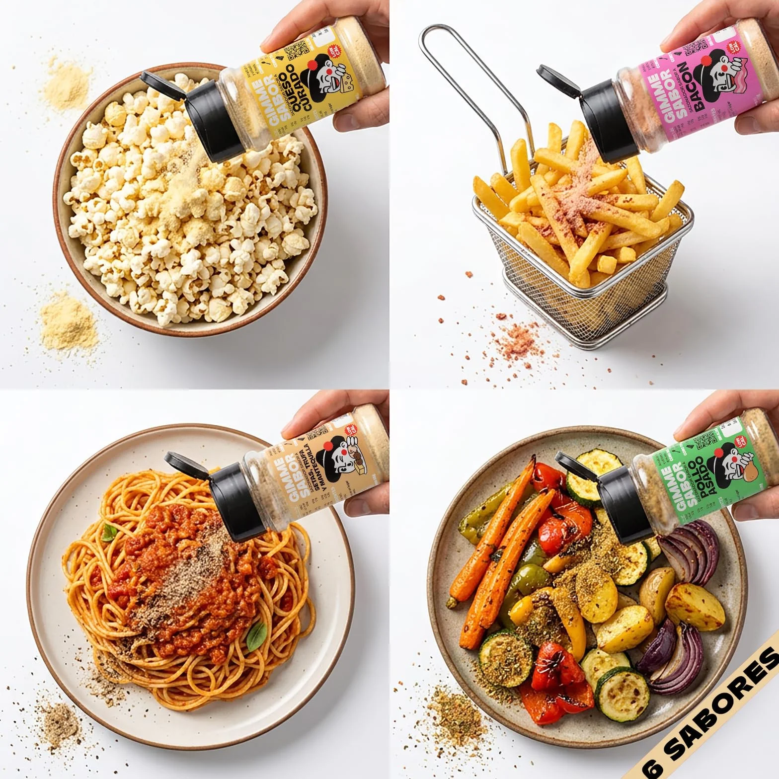 Gimme Sabor Pack 6 Sazonadores Veganos 6x55 g Mezcla de Especias Sin Gluten Sin Lácteos