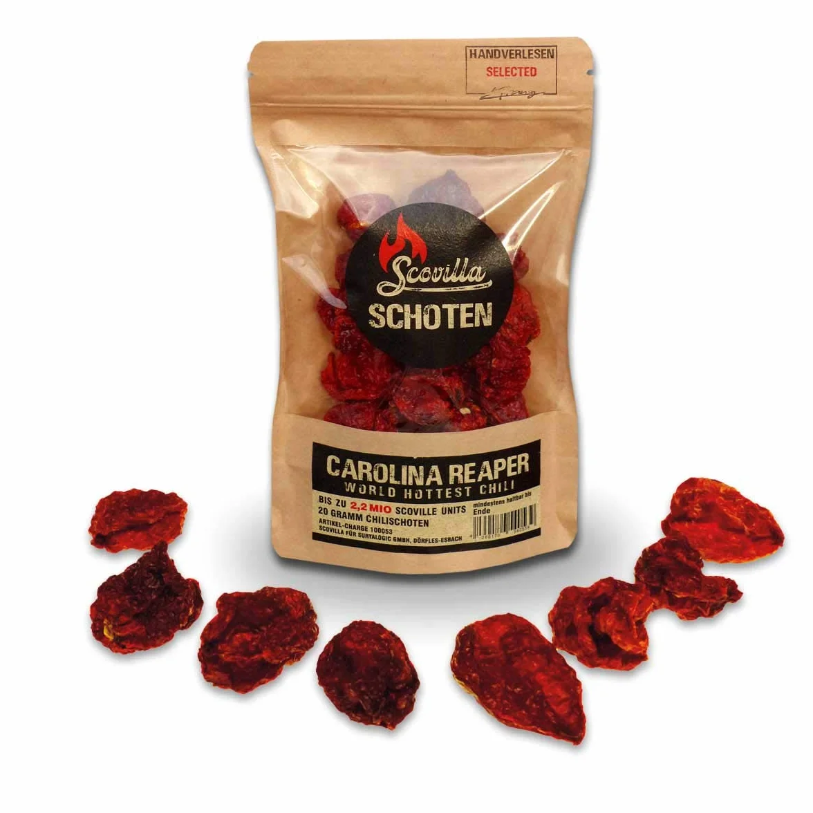 Especias Scovilla Carolina Reaper secas, 20 g