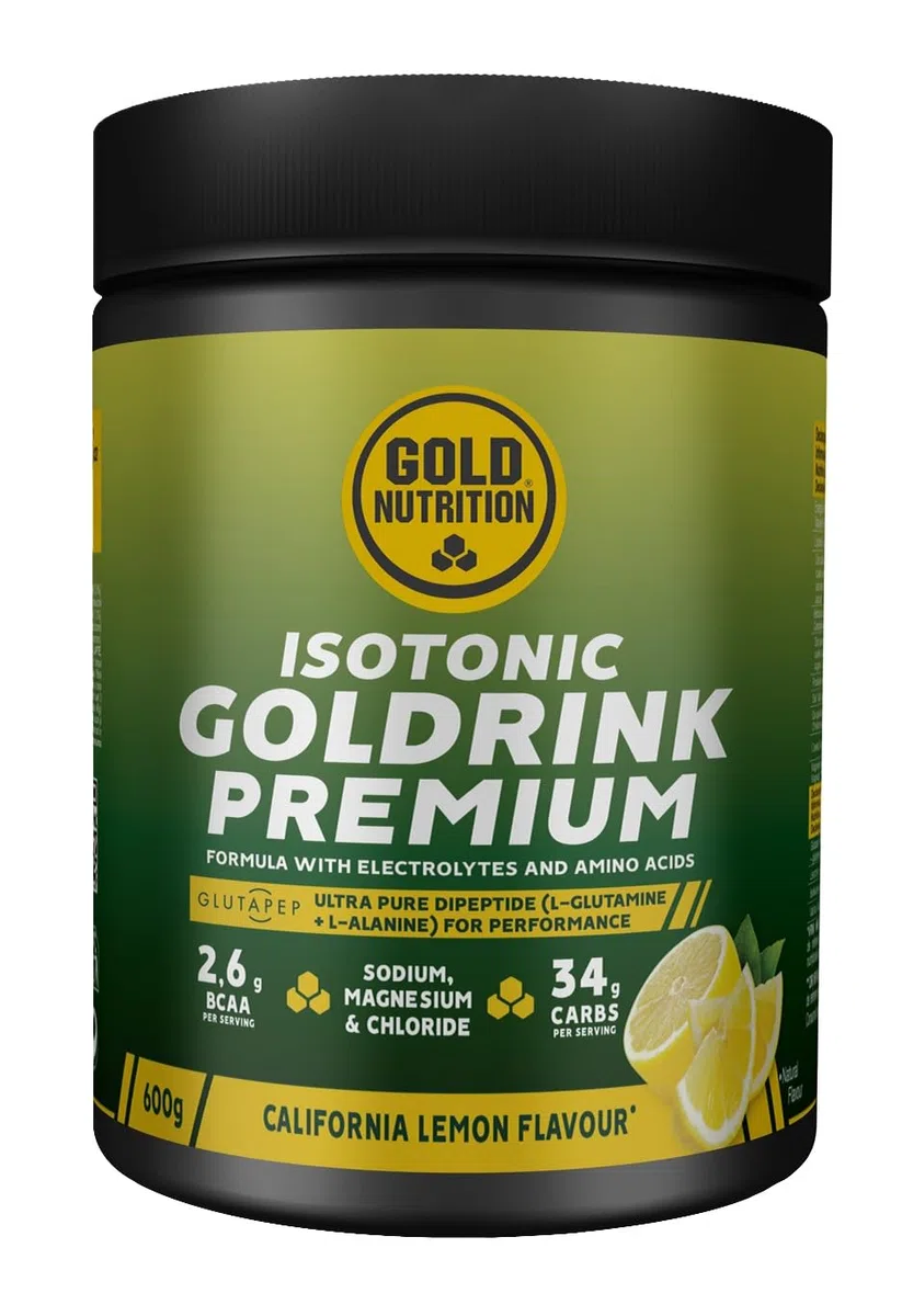 GoldNutrition Goldrink Premium | Bebida deportiva Isotónica en polvo | Con GLUTAPEP, electrolitos y aminoácidos | 600g (Limón)
