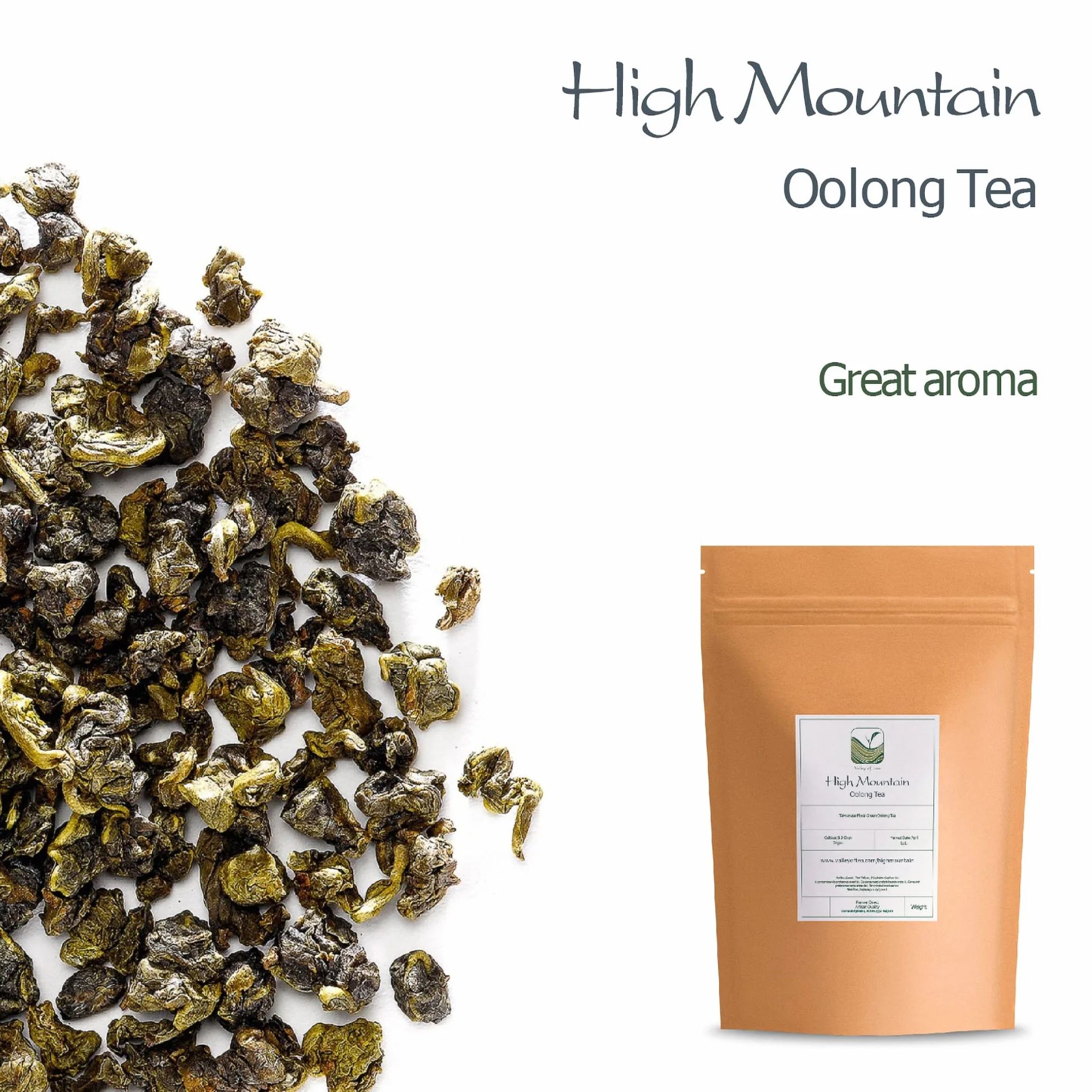 Valley of Tea - Té Oolong de Montaña Alta Taiwán - Wulong Té Tieguanyin - Té Blu Taiwanés - 100 g (Paquete de 1)