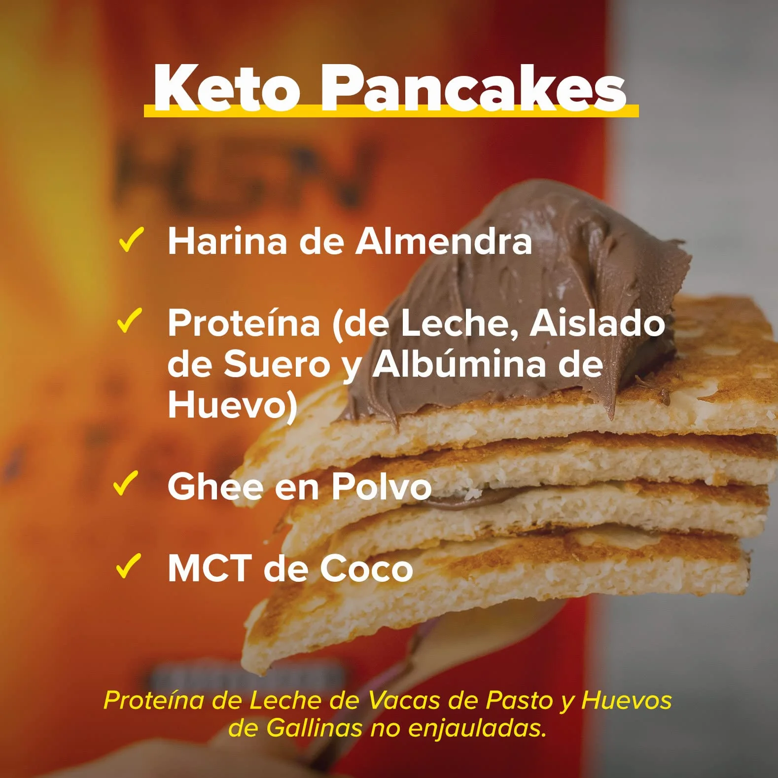 Tortitas Proteicas Sin Gluten Keto Cakes de HSN | Sabor Mantequilla 500 g = 10 Tomas por Envase | Protein Pancake Ideal para la Dieta Cetogénica | Apto Vegetariano, Sin Azúcar añadido