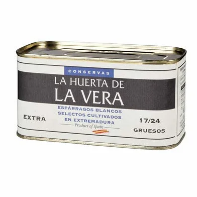 La Huerta de La Vera - Espárragos Blancos - Selectos Cultivados en Extremadura - Extra 17/24 Gruesos- Comida Gourmet - 780 Gramos