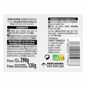 Guindillas picantes Hacendado Tarro 290 g (130 g escurrido) Pack 2