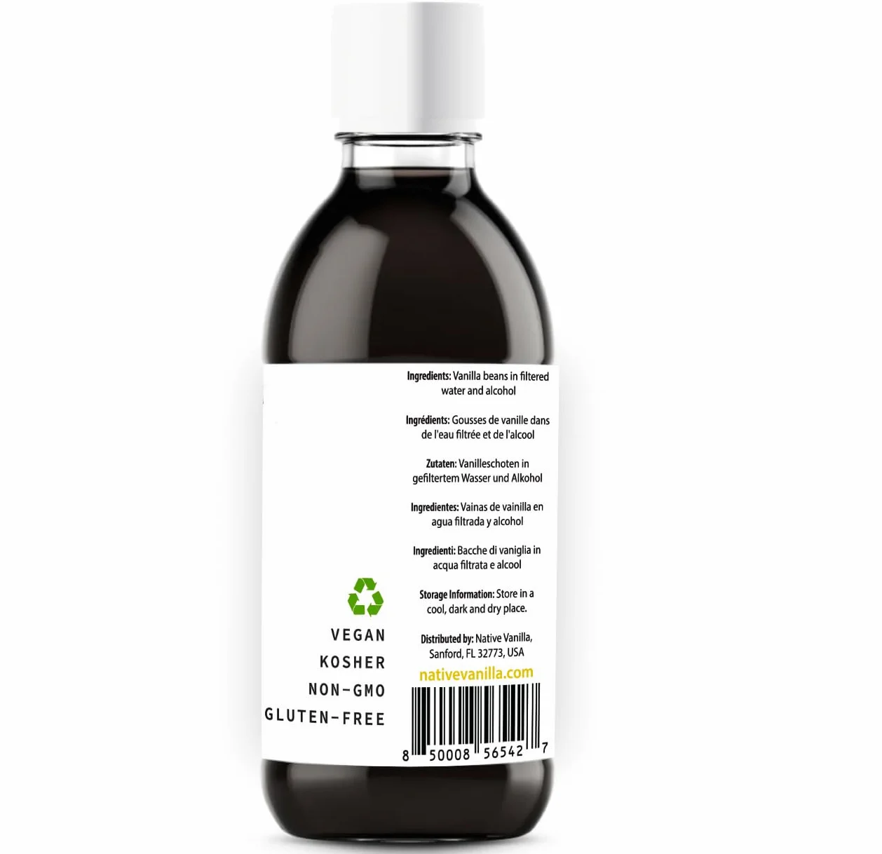 Extracto de vainilla pura - 118ml (4 oz) - Hecho de vainas de vainilla de primera calidad - Para chefs y cocina casera, hornear y hacer postres - Hecho con vainas de vainilla real