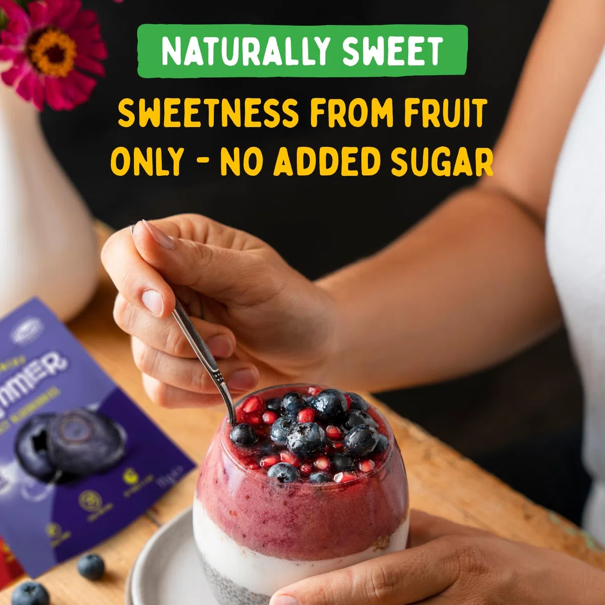 Tasty Freeze Dried Fruit 60 g (4x11 g 1x16 g) - 5 Snack Bags - Strawberries, Raspberries, Pineapples, Blueberries & Apples - No Added Sugar, 100% Natural Freeze Dried Fruit Snack For Kids & Adults
