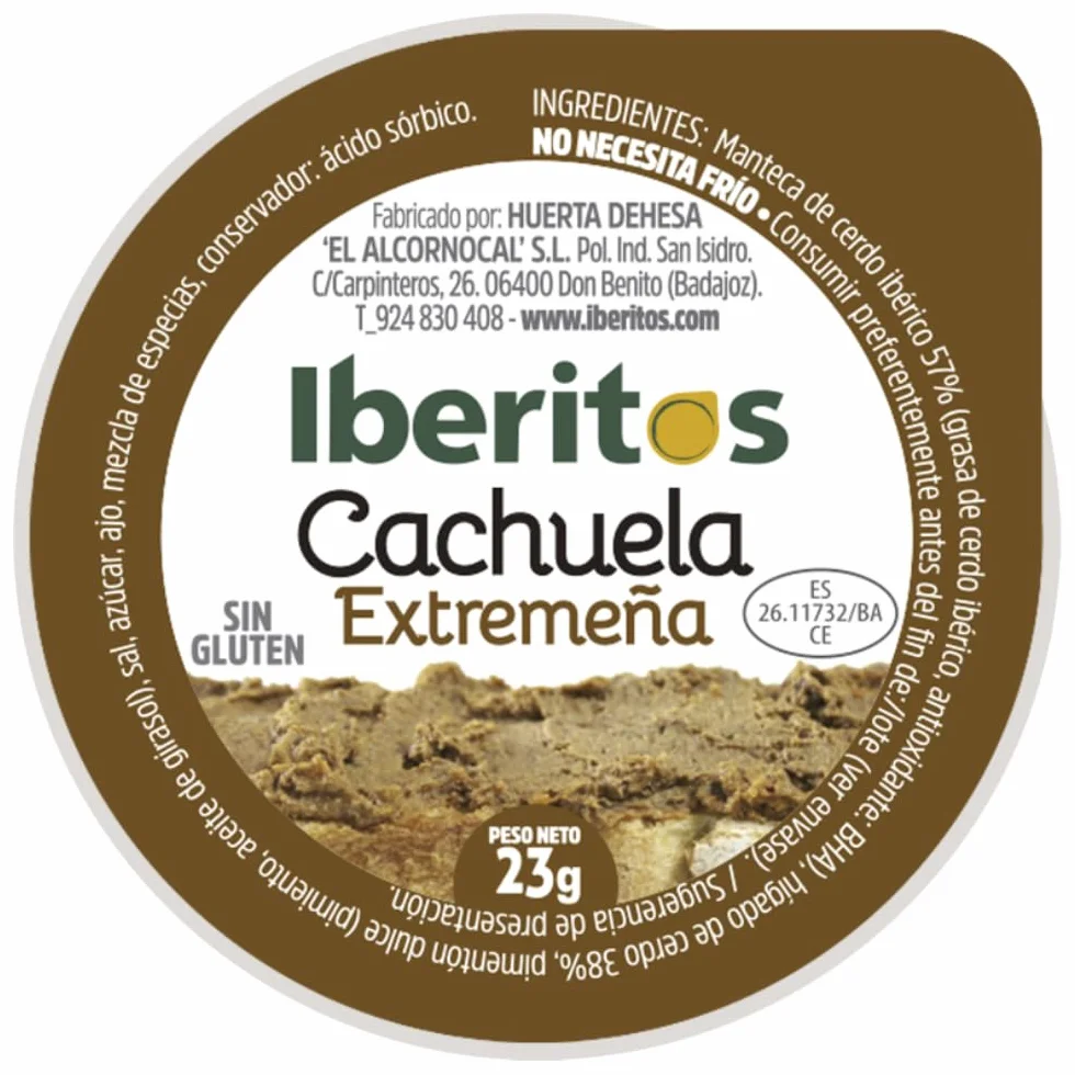 Iberitos - Cachuela Extremeña en Monodosis - Delicia Tradicional para Untar - Sin Gluten - Bandeja con 45 Unidades - Práctico Formato Individual de 23 g